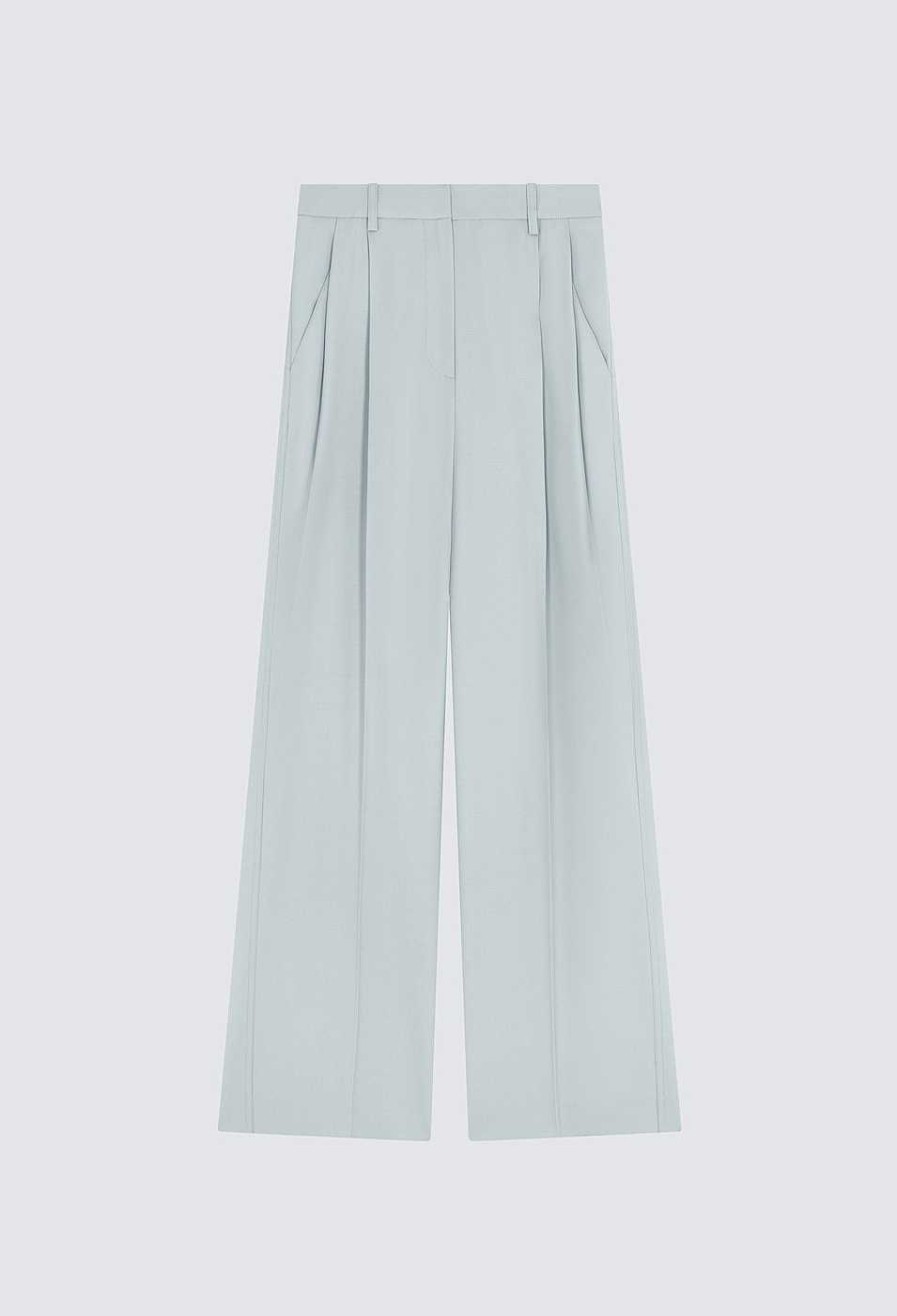 Clothing Loulou Studio | Solo Light Flannel Twill Wide-Leg Trousers Bright Grey