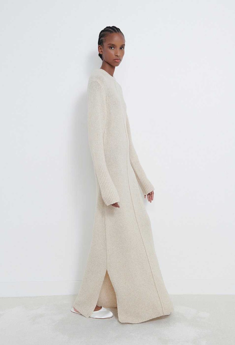 Clothing Loulou Studio | Bisha Cashmere Blend Dress Cream