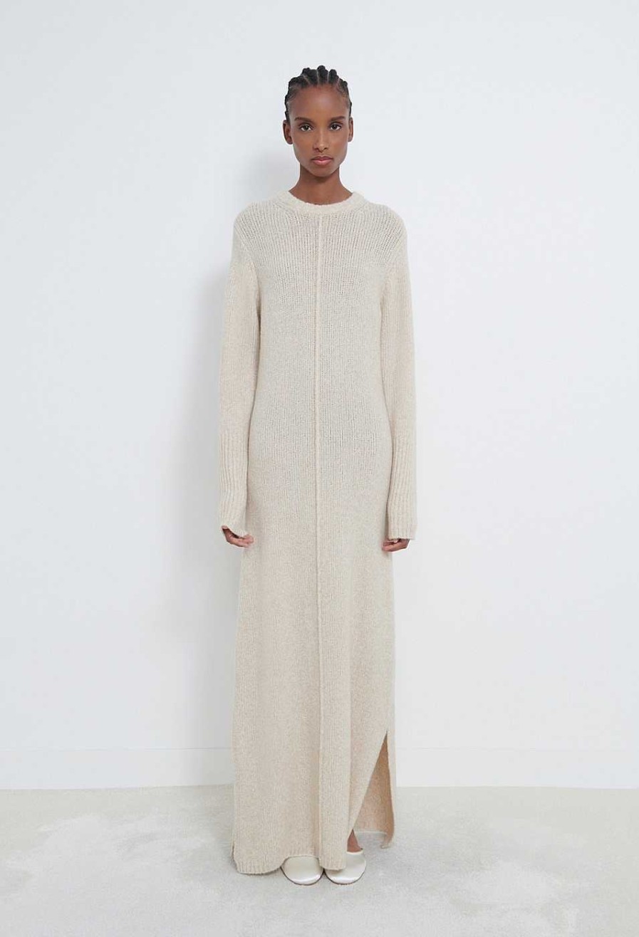 Clothing Loulou Studio | Bisha Cashmere Blend Dress Cream