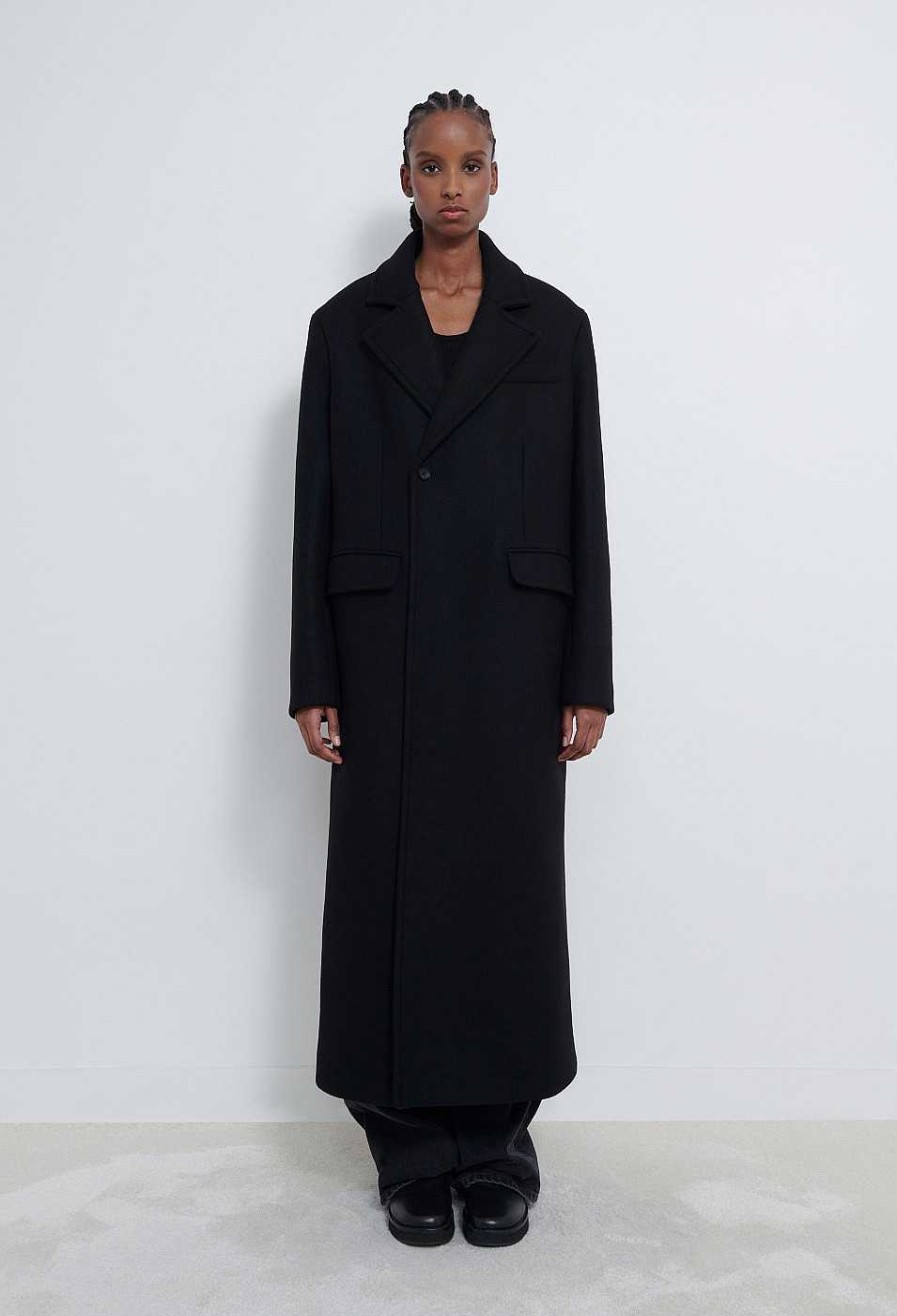 Clothing Loulou Studio | Vido Flannel Twill Coat Black