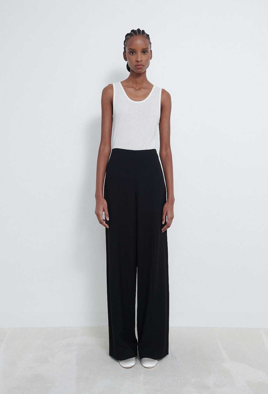 Clothing Loulou Studio | Hamill Fluid Twill Wide-Leg Trousers Black