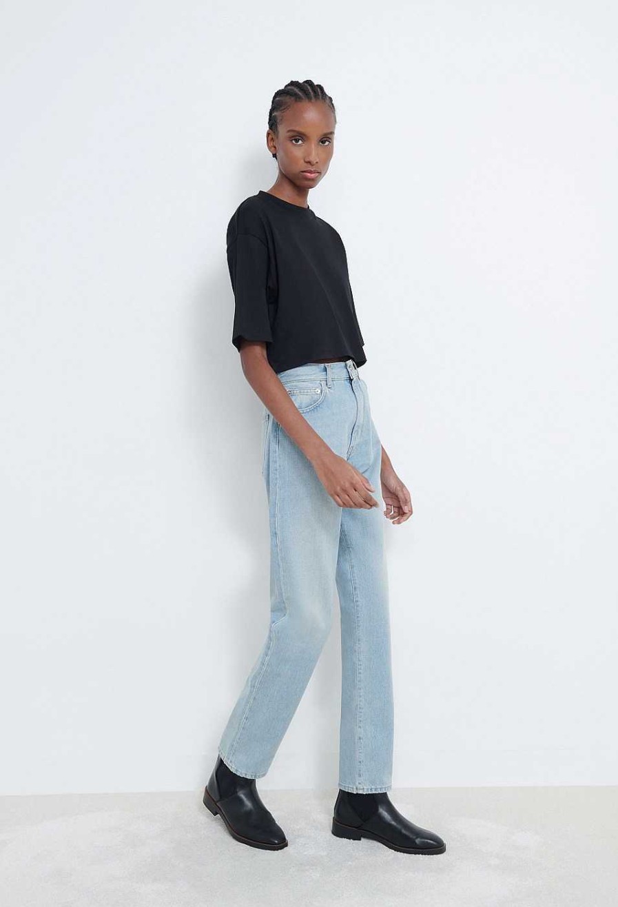 Essentials Loulou Studio | Wular Straight Denim Pants Washed Light Blue