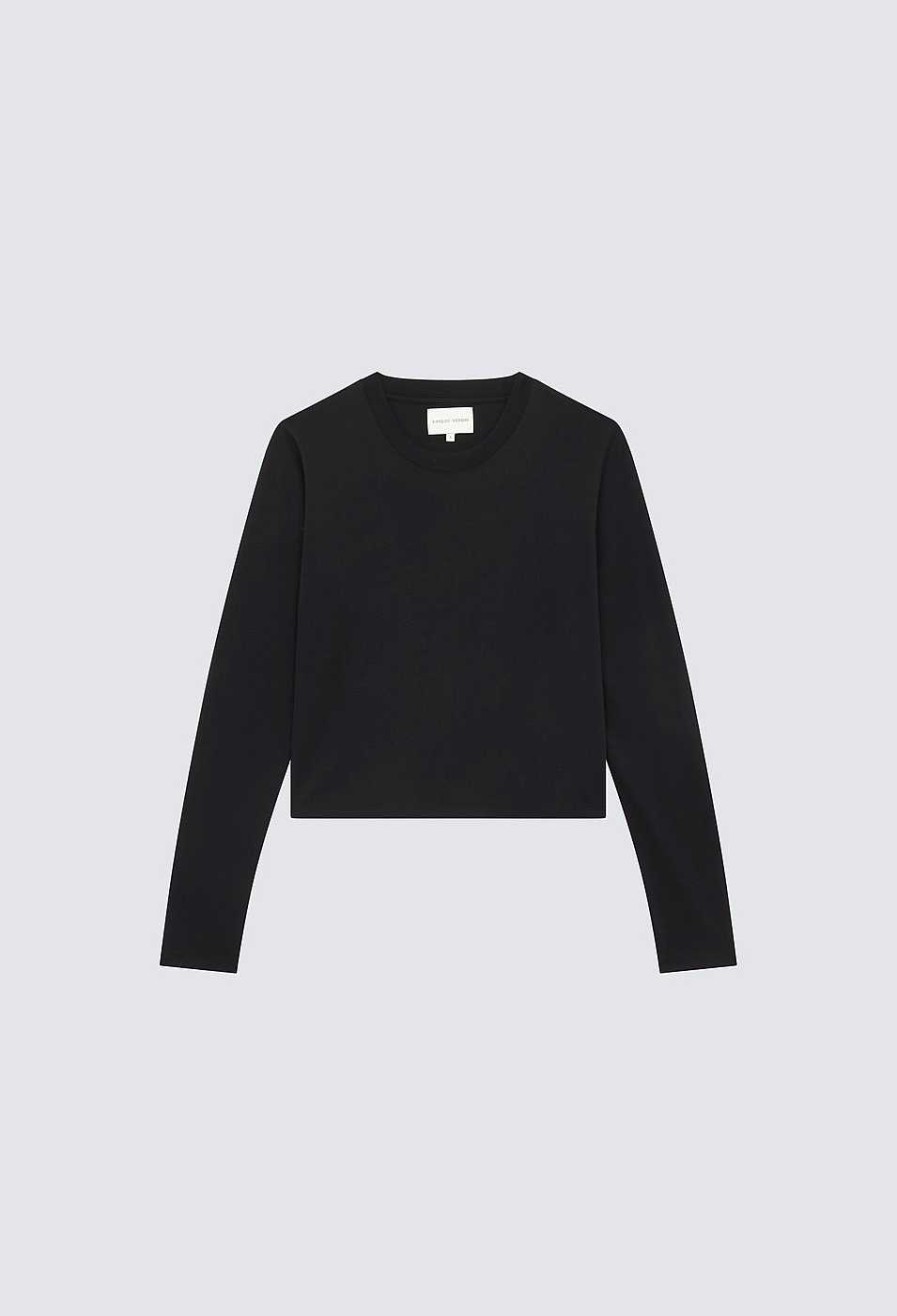 Clothing Loulou Studio | Masal Organic Cotton Long-Sleeve T-Shirt Black