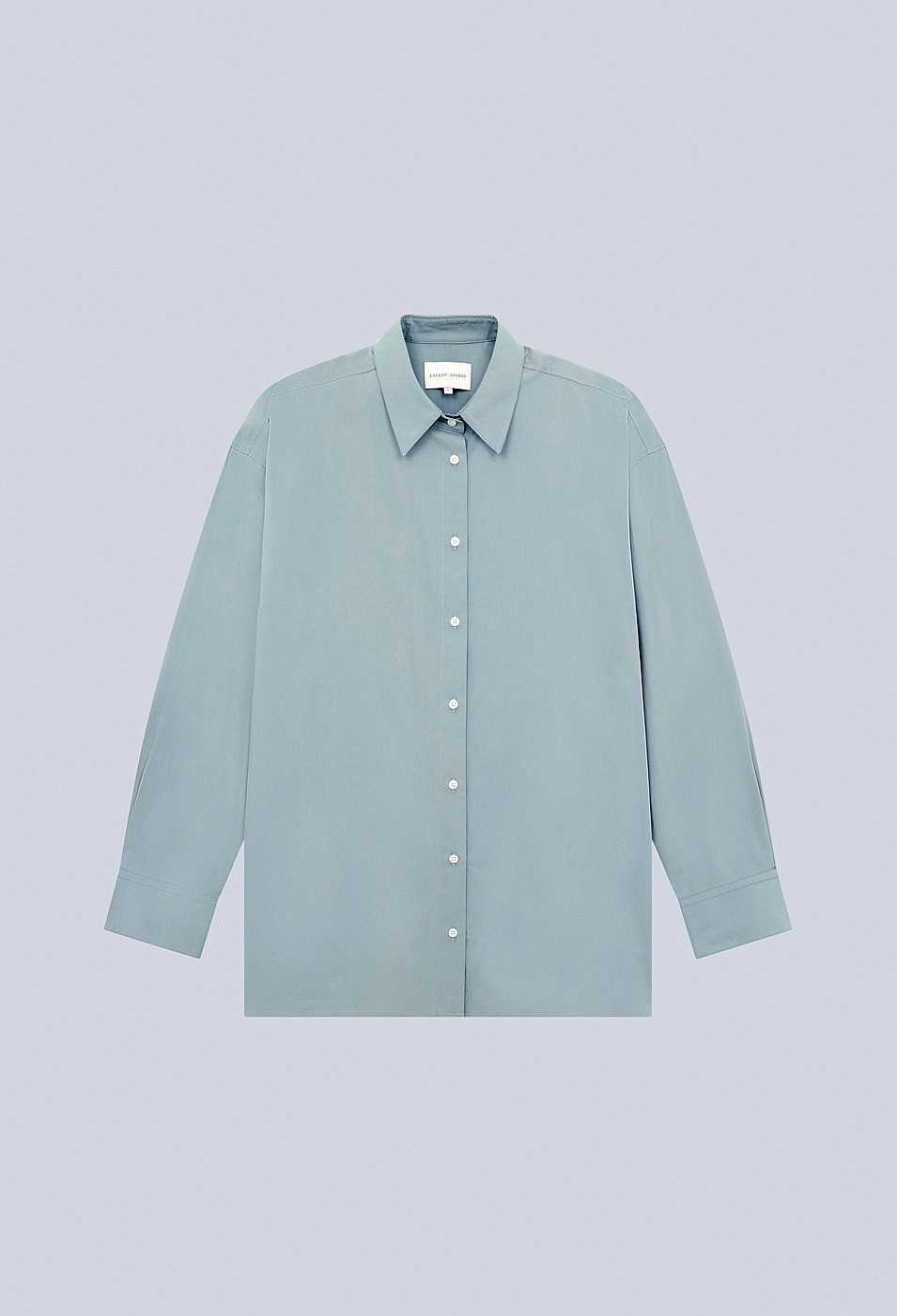 Essentials Loulou Studio | Espanto Poplin Shirt Aqua