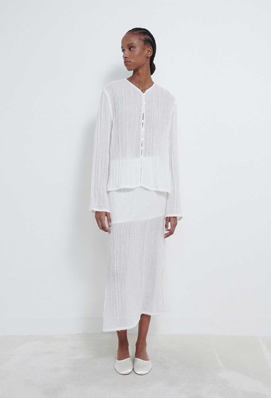 Clothing Loulou Studio | Beta Sheer Gauze Shirt Ivory