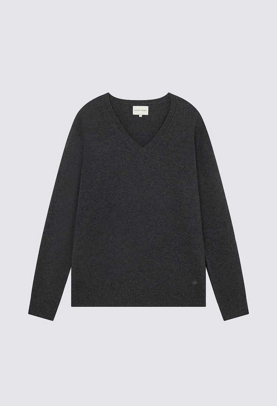 Clothing Loulou Studio | Serafini V Neck Cashmere Sweater Anthracite Melange