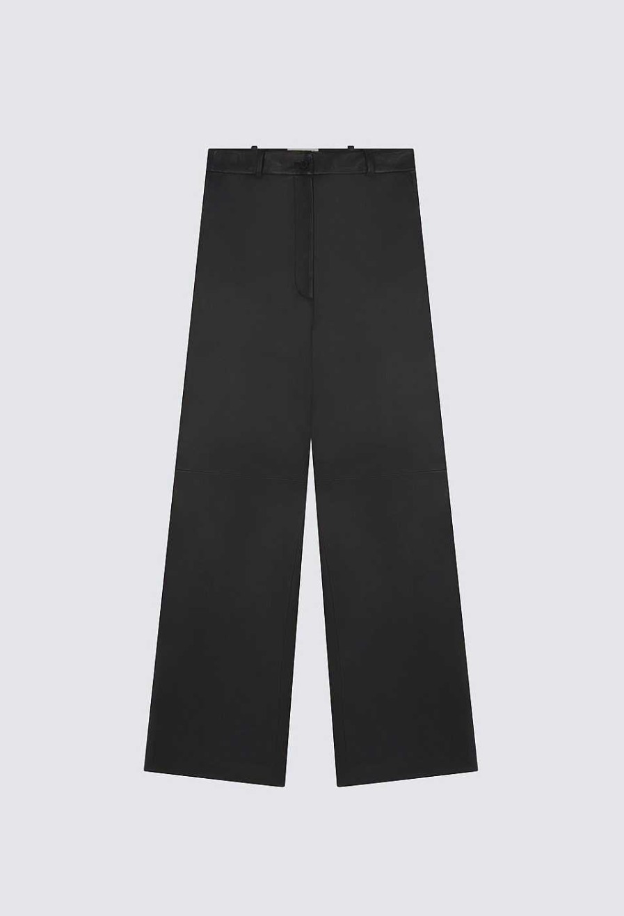 Essentials Loulou Studio | Noro Wide-Leg Leather Trousers Black