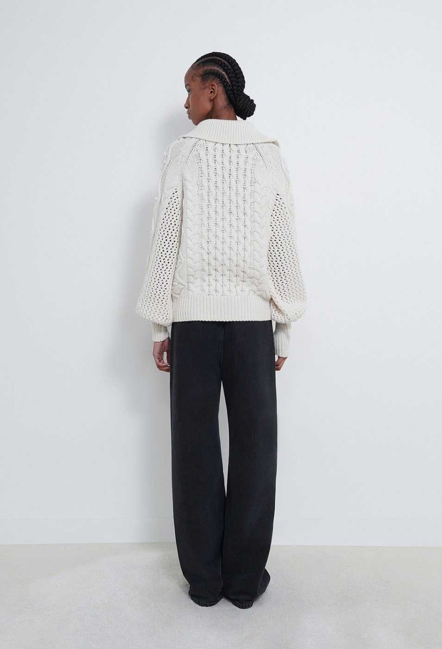 Clothing Loulou Studio | Rammu Cable Knit Wool Cashmere Sweater Ivory