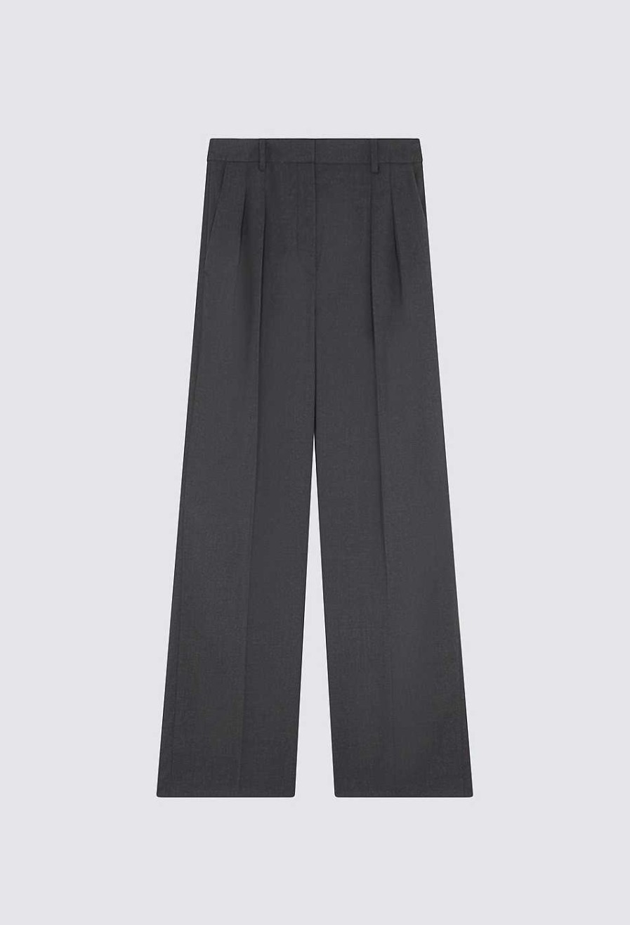 Clothing Loulou Studio | Sbiru Wide-Leg Wool Trousers Grey Anthracite