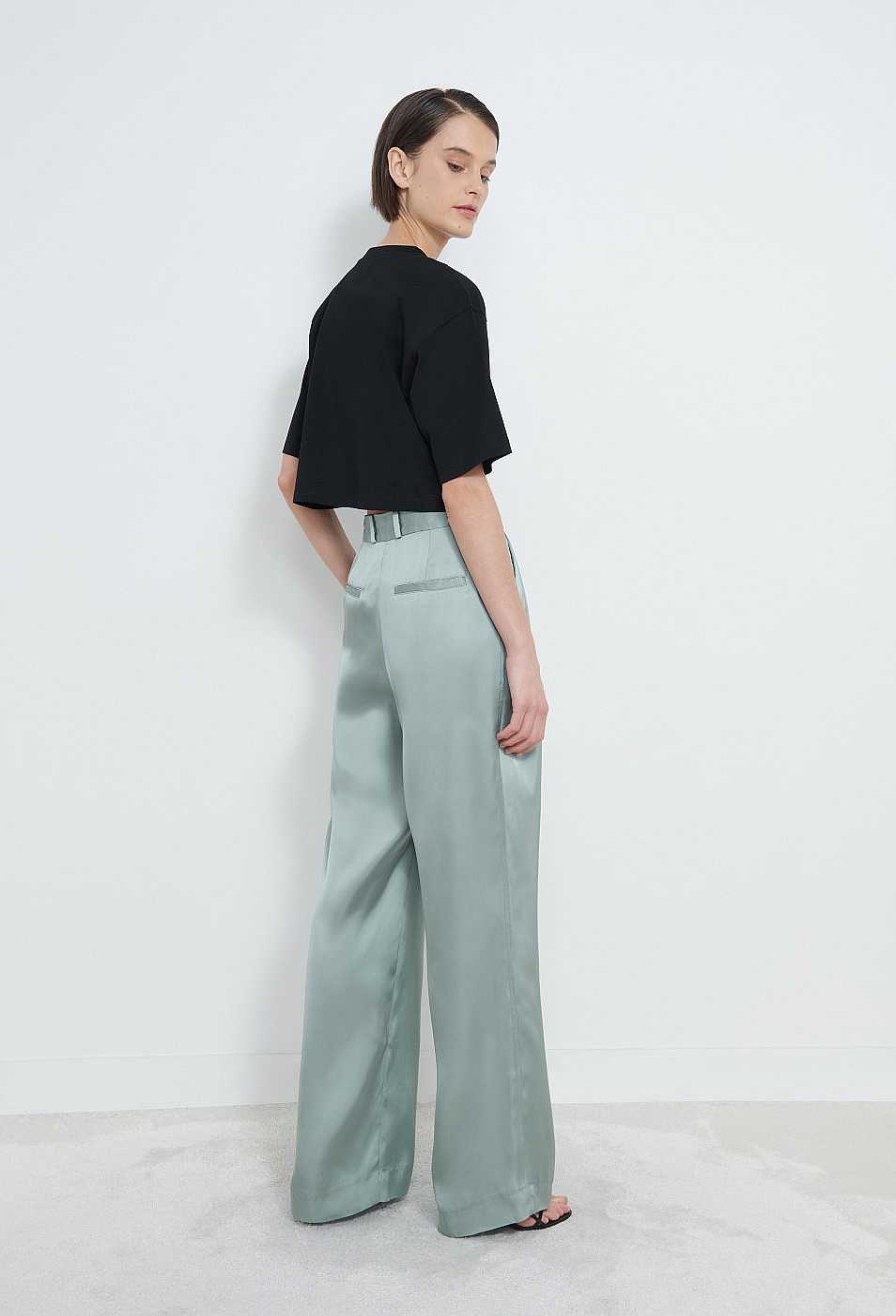 Clothing Loulou Studio | Ross Satin Wide-Leg Trousers Aqua