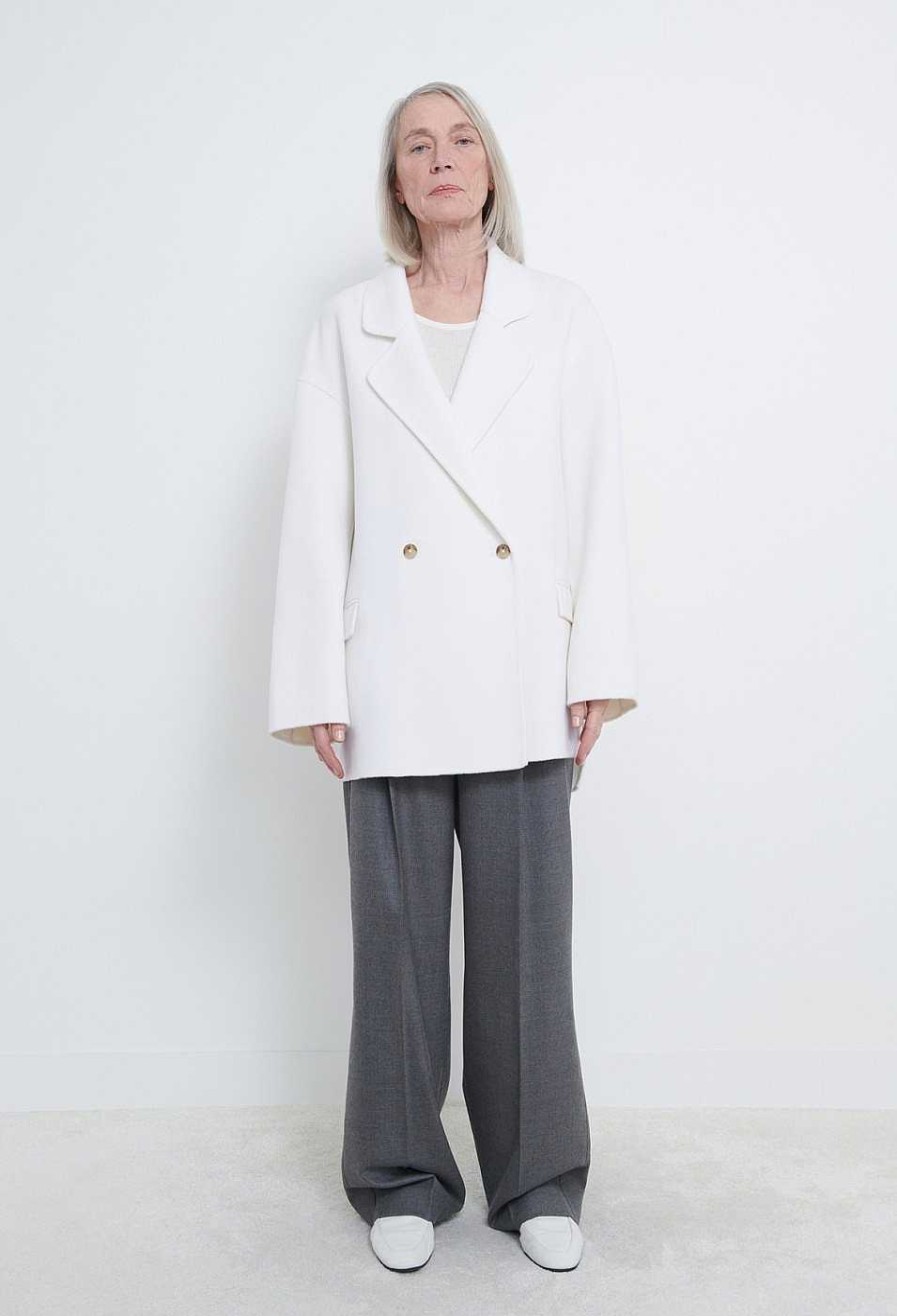 Clothing Loulou Studio | Lina Wool Cashmere Pea Coat Ivory