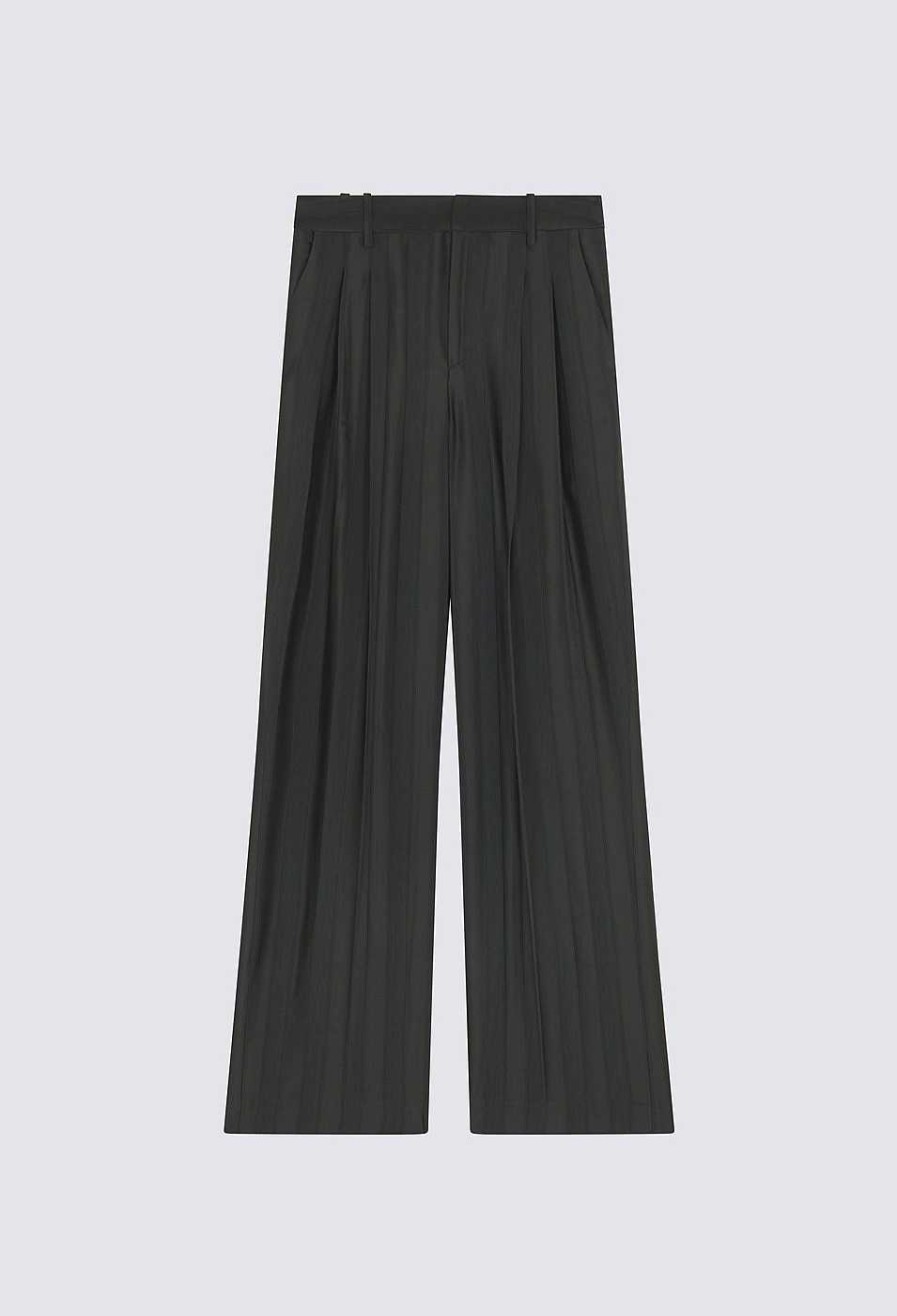 Clothing Loulou Studio | Siaro Fluid Satin Wide-Leg Trousers Grey Anthracite