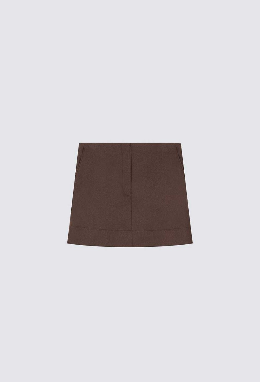 Clothing Loulou Studio | Moja Flannel Mini Skirt Brown