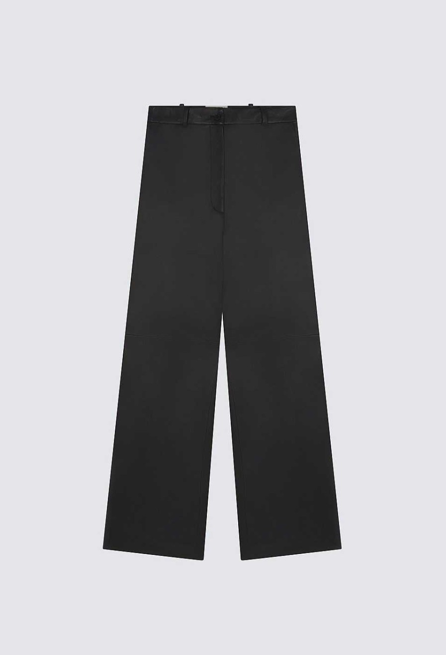 Essentials Loulou Studio | Noro Wide-Leg Leather Trousers Black