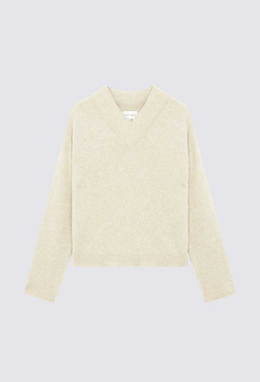 Clothing Loulou Studio | Tala V Neck Wool Blend Sweater Stone