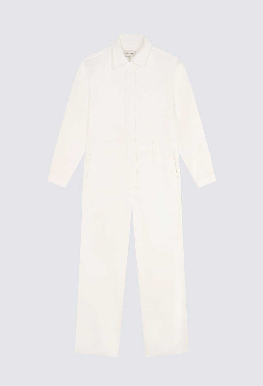 Clothing Loulou Studio | Panay Organic Denim Jumpsuit Ivory