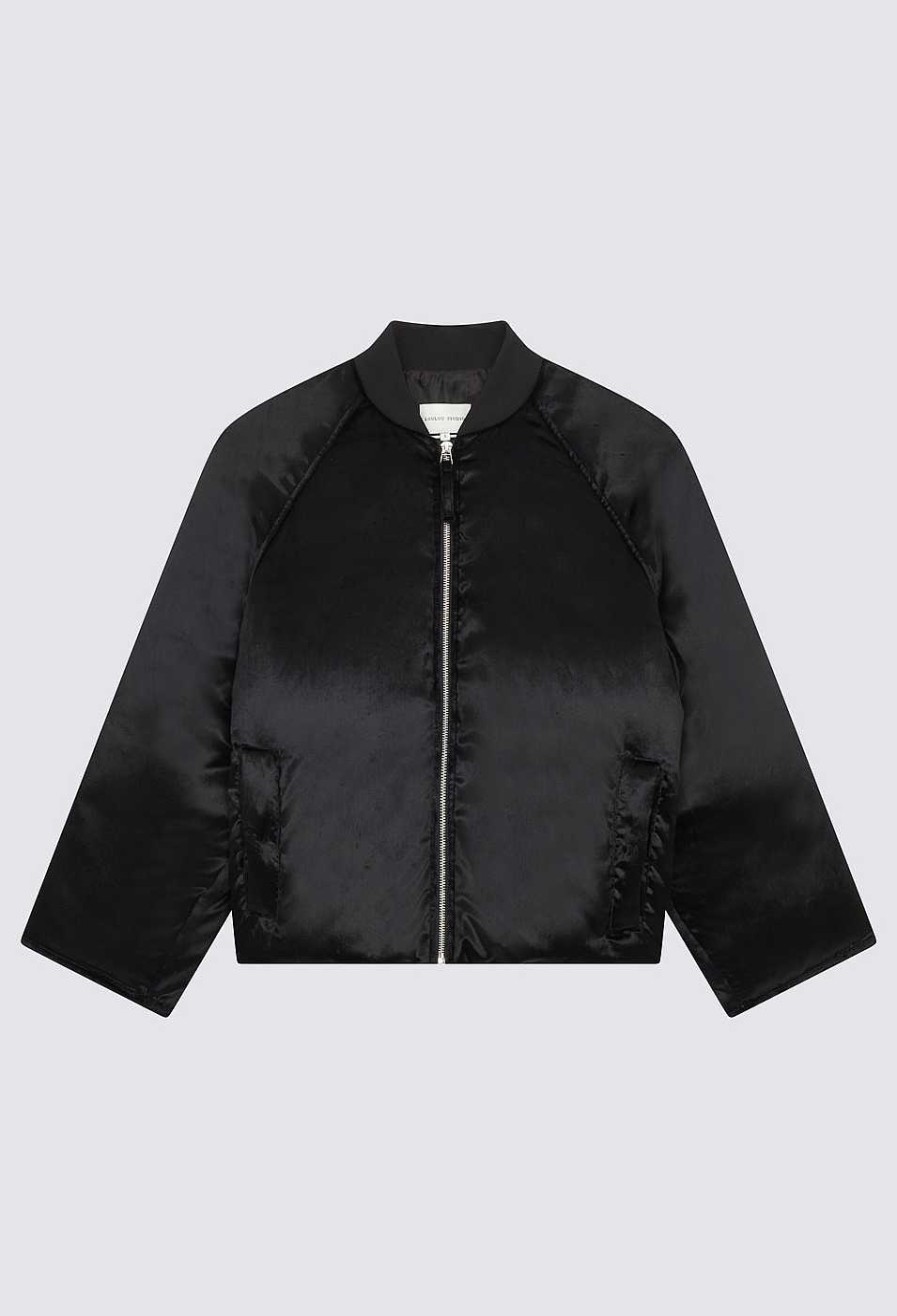 Clothing Loulou Studio | Lafu Velvet Bomber Black