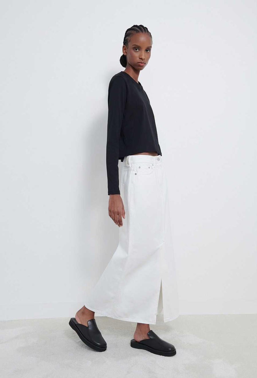 Clothing Loulou Studio | Rona Organic Denim Midi Skirt Ivory