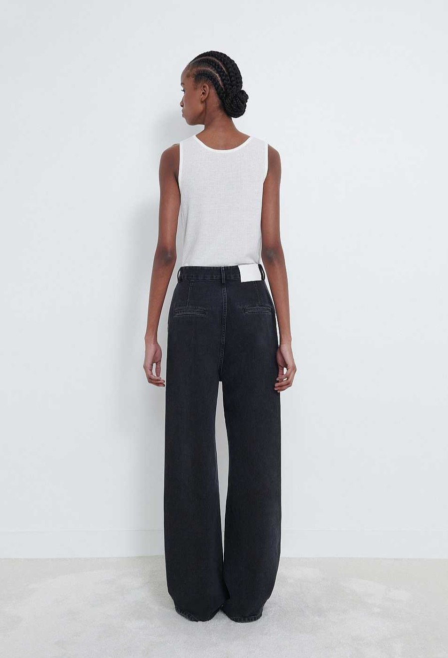 Essentials Loulou Studio | Attu Wide Leg Denim Pants Washed Grey