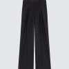 Clothing Loulou Studio | Amoya Pinstripe Flannel Wide-Leg Trousers Navy Stripes