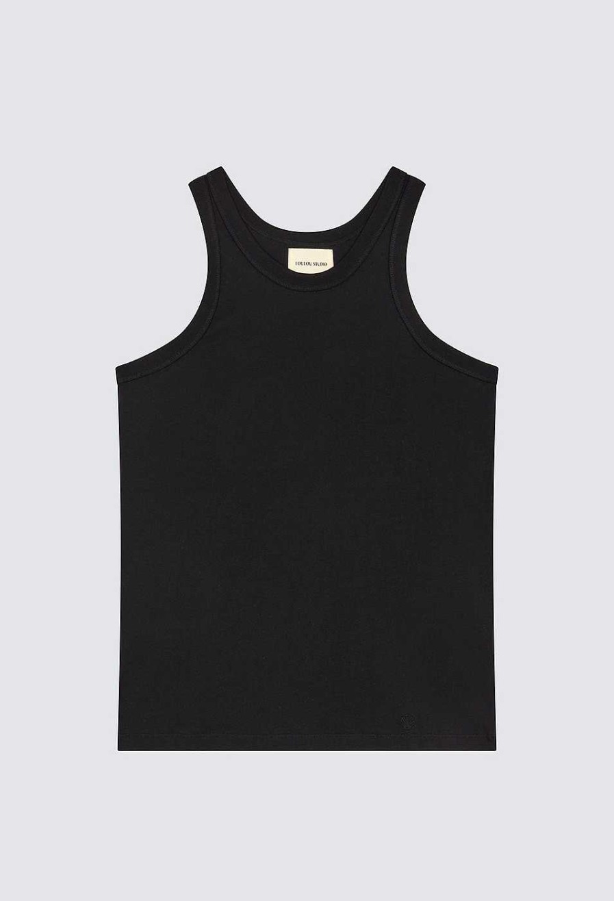 Essentials Loulou Studio | Poso Organic Cotton Tank Top Black