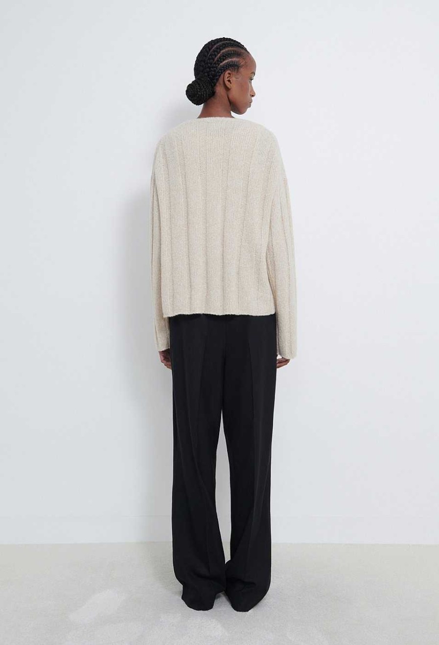 Clothing Loulou Studio | Borgan Cashmere Blend Cardigan Cream