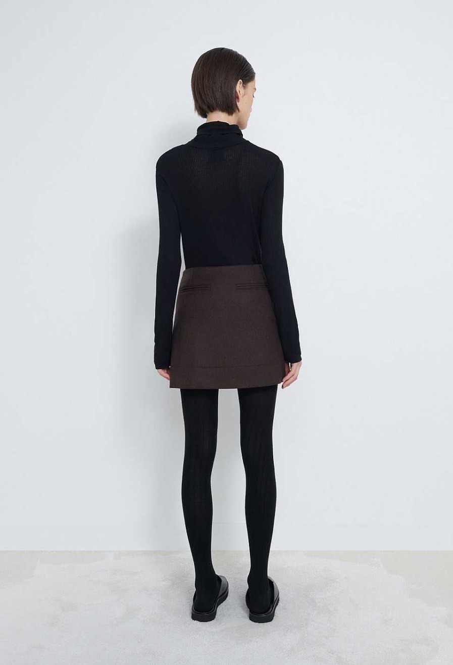 Clothing Loulou Studio | Moja Flannel Mini Skirt Brown