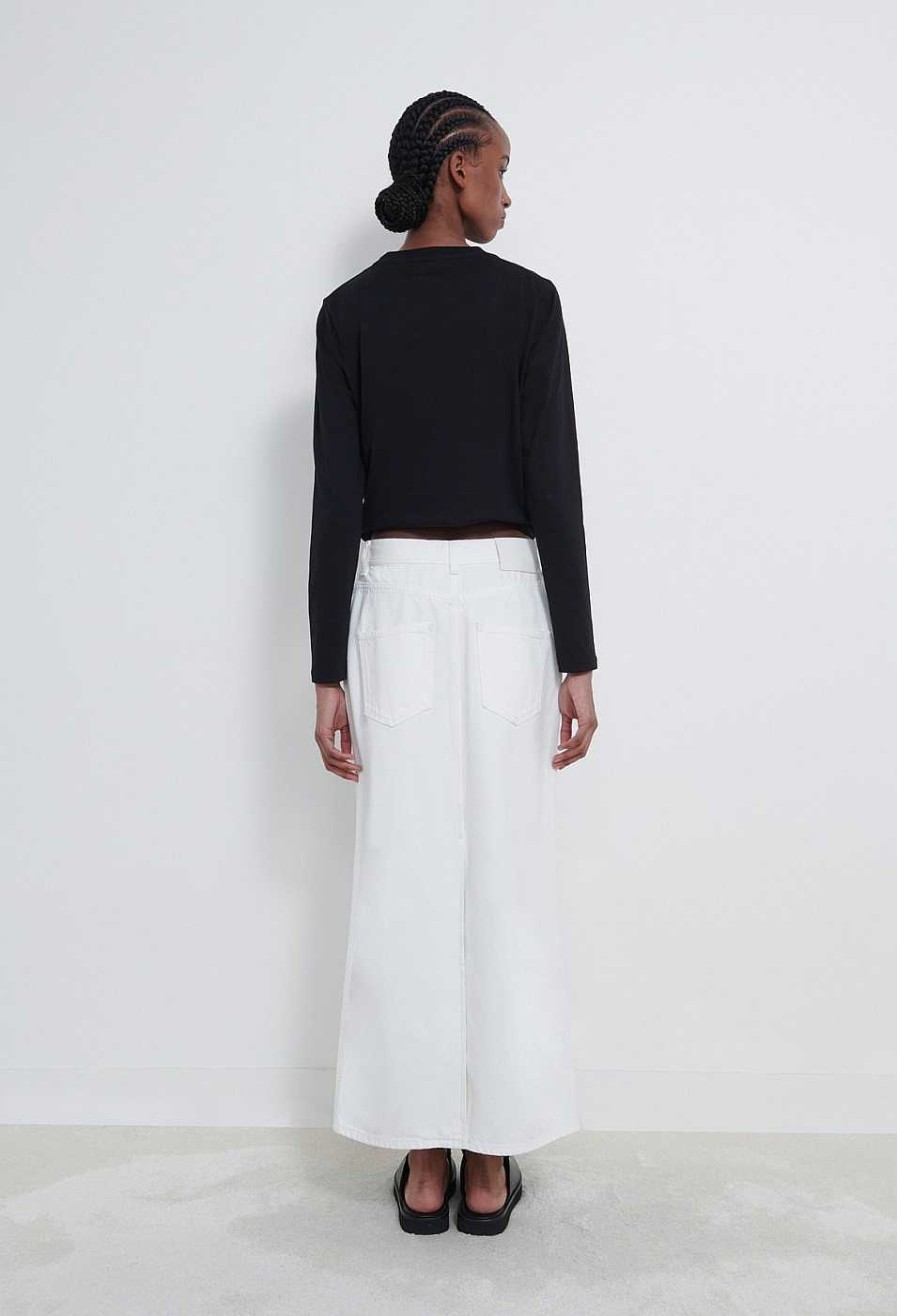 Clothing Loulou Studio | Rona Organic Denim Midi Skirt Ivory