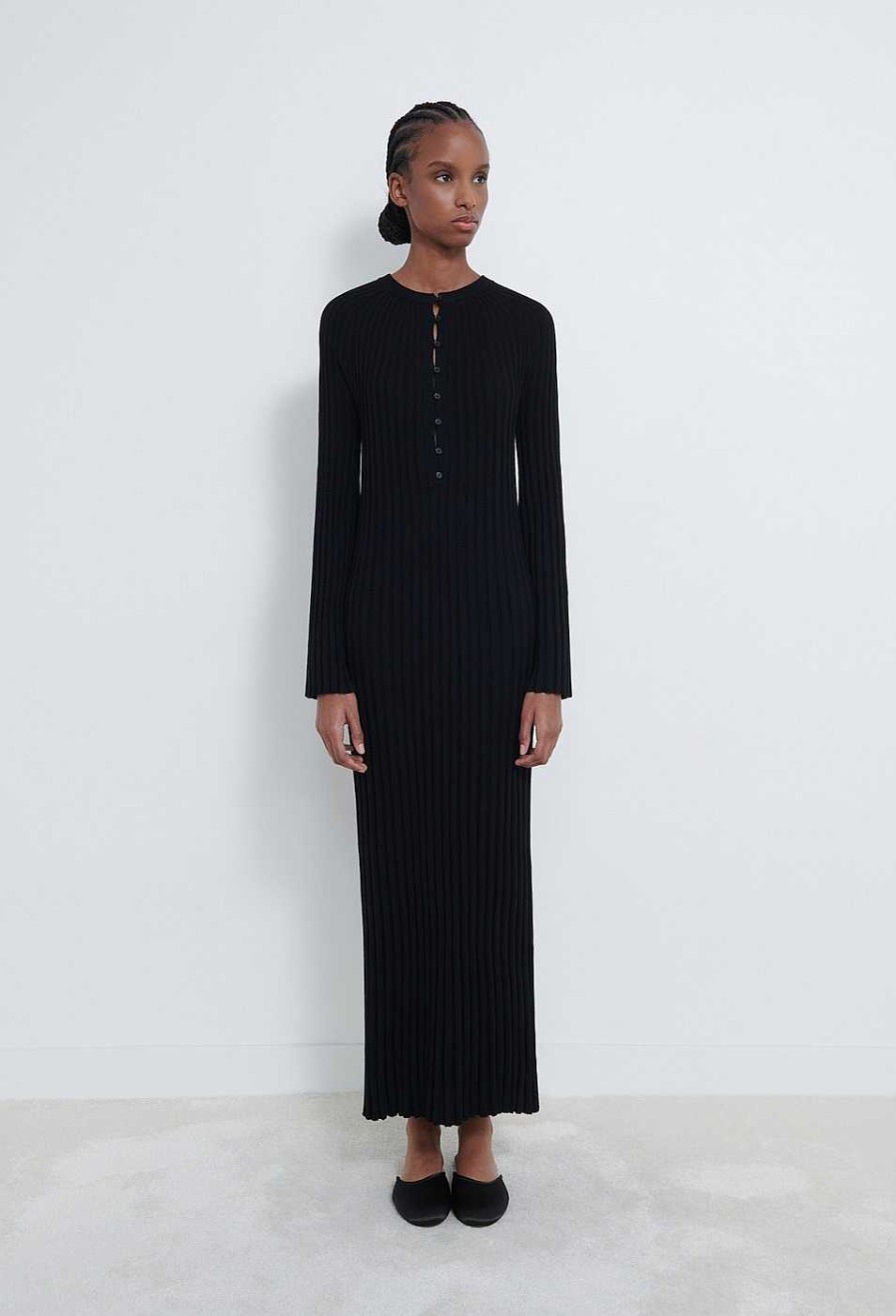 Clothing Loulou Studio | Nosaro Buttoned Wool Dress Black