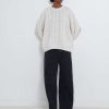 Essentials Loulou Studio | Secas Cable Knit Wool Cashmere Sweater Ivory