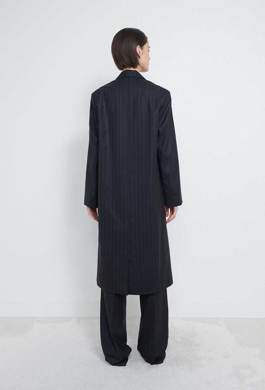 Clothing Loulou Studio | Devon Wool Twill Coat Black Stripes