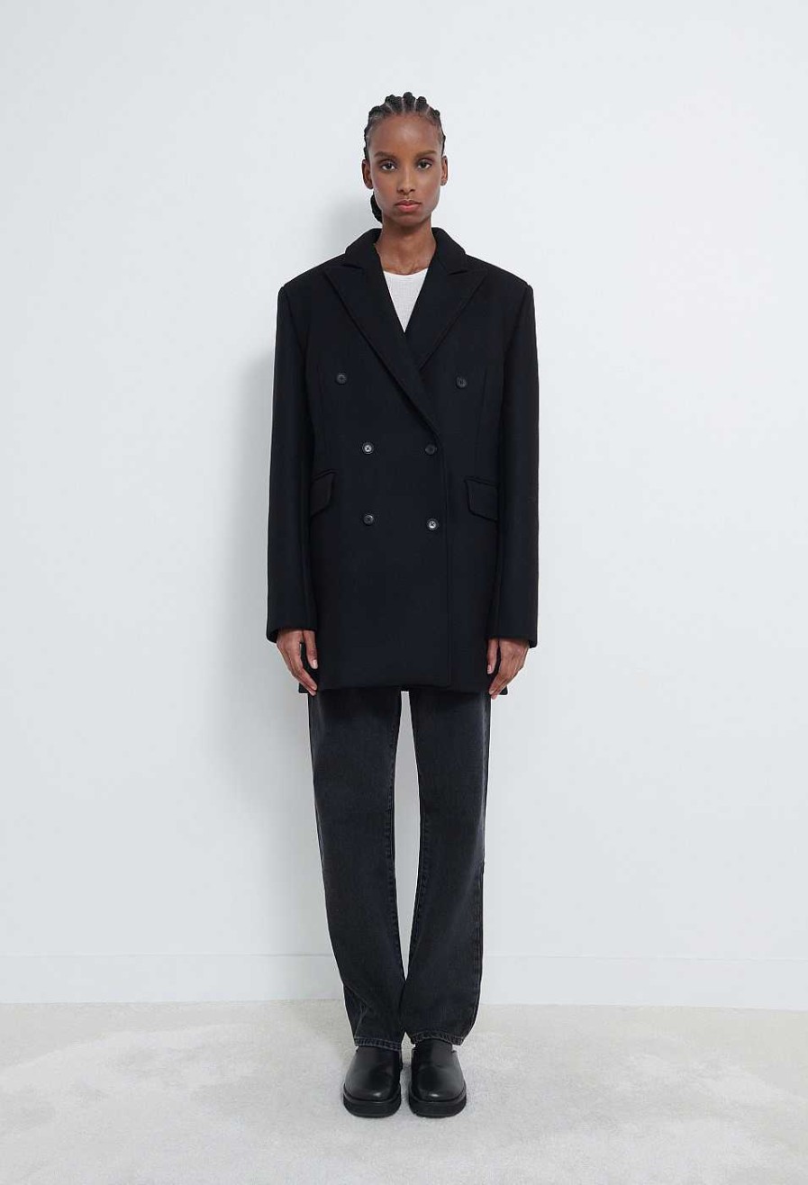 Clothing Loulou Studio | Koon Flannel Twill Coat Black