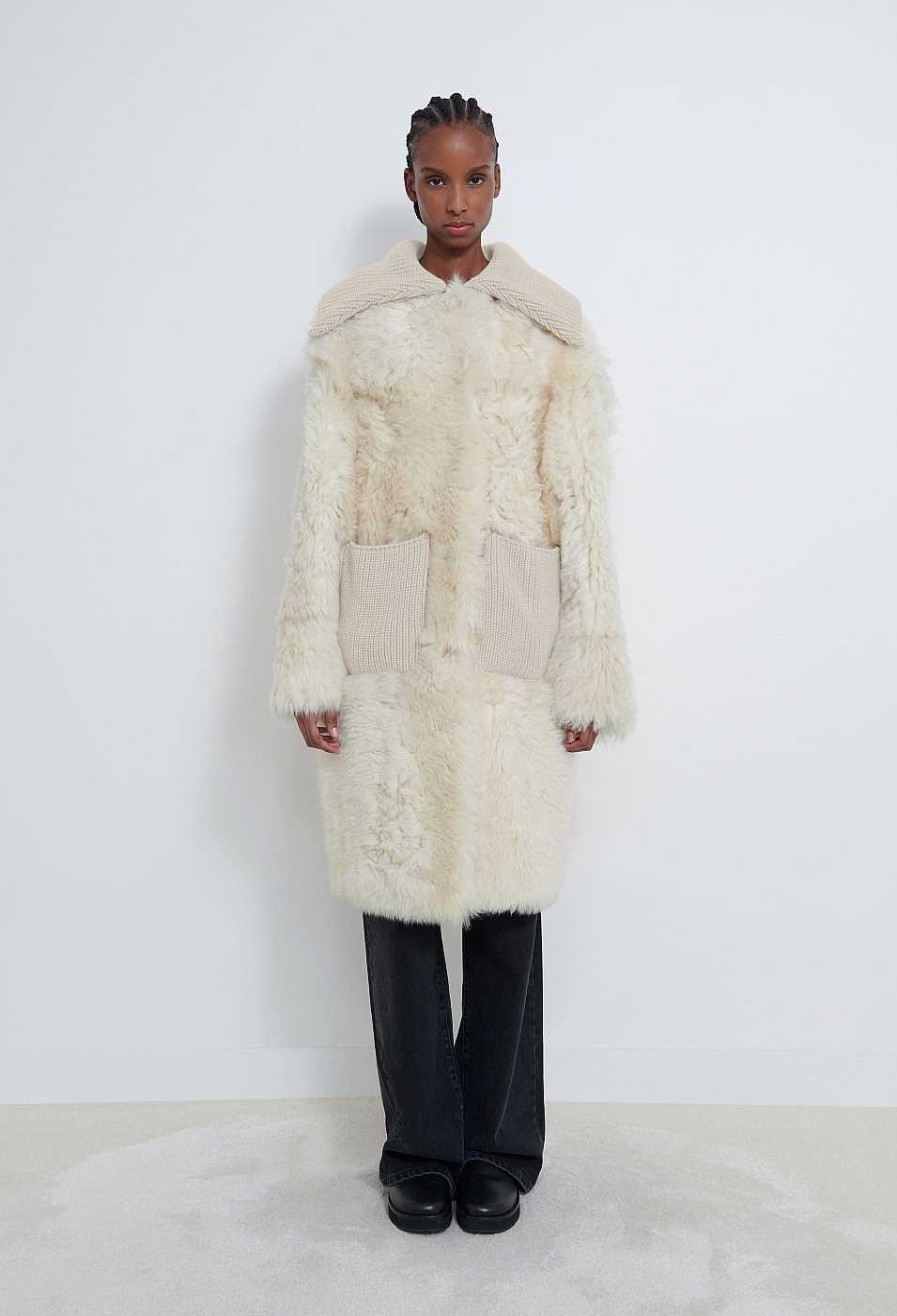 Clothing Loulou Studio | Orso Shearling And Knit Coat Vanilla